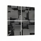 Olla 10058K4 Abstract 3 Boyut Görsel Kare 4'lü Kanvas Tablo (Ölçü: 105X105)