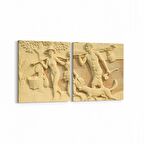 Olla 16249K2Y Heykel / Sanat Görseli Kare 2'li Yatay Kanvas Tablo (Ölçü: 105X50)