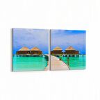 Olla 16477K2Y Kumsal / Sahil Görseli Kare 2'li Yatay Kanvas Tablo (Ölçü: 65X30)