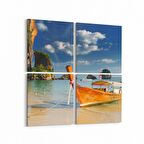 Olla 16590K4 Kumsal / Sahil Görseli Kare 4'lü Kanvas Tablo (Ölçü: 145X145)