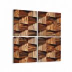 Olla 12016K4 Ahşap Desen Görseli Kare 4'lü Kanvas Tablo (Ölçü: 65X65)