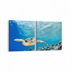 Olla 12905K2Y Deniz / Okyanus Görseli Kare 2'li Yatay Kanvas Tablo (Ölçü: 85X40)