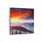 Olla 16081K Günbatımı Görseli Kare Kanvas Tablo (Ölçü: 60X60)