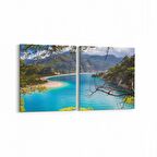 Olla 13794K2Y Doğa / Manzara Görseli Kare 2'li Yatay Kanvas Tablo (Ölçü: 145X70)