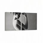 Olla 17026K2Y Model / Manken Görseli 2'li Yatay Kanvas Tablo (Ölçü: 65X30)