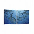 Olla 12936K2Y Deniz / Okyanus Görseli Kare 2'li Yatay Kanvas Tablo (Ölçü: 85X40)