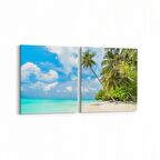 Olla 16520K2Y Kumsal / Sahil Görseli Kare 2'li Yatay Kanvas Tablo (Ölçü: 105X50)