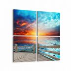 Olla 15950K4 Günbatımı Görseli Kare 4'lü Kanvas Tablo (Ölçü: 125X125)