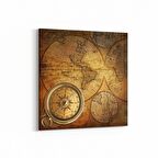 Olla 16152K Harita Görseli Kare Kanvas Tablo (Ölçü: 25X25)