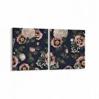 Olla 11772K2Y Çiçek Görseli Kare 2'li Yatay Kanvas Tablo (Ölçü: 125X60)