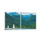 Olla 16567K2Y Kumsal / Sahil Görseli Kare 2'li Yatay Kanvas Tablo (Ölçü: 145X70)