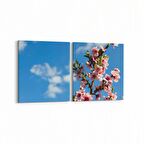 Olla 10964K2Y Ağaç Görseli Kare 2'li Yatay Kanvas Tablo (Ölçü: 125X60)