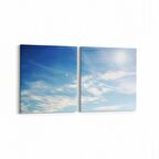 Olla 15556K2Y Gökyüzü Bulut Görseli Kare 2'li Yatay Kanvas Tablo (Ölçü: 85X40)