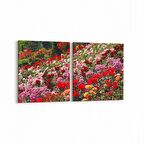 Olla 11575K2Y Çiçek Görseli Kare 2'li Yatay Kanvas Tablo (Ölçü: 105X50)