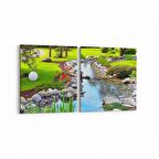 Olla 13403K2Y Doğa / Manzara Görseli Kare 2'li Yatay Kanvas Tablo (Ölçü: 65X30)
