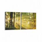 Olla 13268K2Y Doğa / Manzara Görseli Kare 2'li Yatay Kanvas Tablo (Ölçü: 85X40)