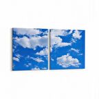Olla 15780K2Y Gökyüzü Bulut Görseli Kare 2'li Yatay Kanvas Tablo (Ölçü: 65X30)