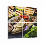 Olla 14975K4 Gıda Görseli Kare 4'lü Kanvas Tablo (Ölçü: 145X145)