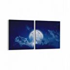 Olla 14663K2Y Gece Gökyüzü Görseli Kare 2'li Yatay Kanvas Tablo (Ölçü: 105X50)