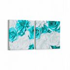 Olla 11585K2Y Çiçek Görseli Kare 2'li Yatay Kanvas Tablo (Ölçü: 65X30)