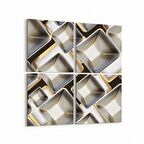 Olla 14961K4 Geometrik Desen Görseli Kare 4'lü Kanvas Tablo (Ölçü: 145X145)
