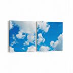 Olla 15653K2Y Gökyüzü Bulut Görseli Kare 2'li Yatay Kanvas Tablo (Ölçü: 145X70)