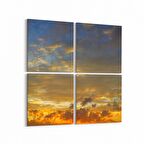 Olla 15919K4 Günbatımı Görseli Kare 4'lü Kanvas Tablo (Ölçü: 125X125)