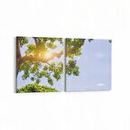 Olla 10604K2Y Ağaç Görseli Kare 2'li Yatay Kanvas Tablo (Ölçü: 125X60)