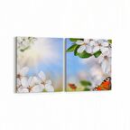 Olla 10740K2Y Ağaç Görseli Kare 2'li Yatay Kanvas Tablo (Ölçü: 65X30)