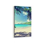 Olla 16444DD Kumsal / Sahil Görseli Dikey Dar Kanvas Tablo (Ölçü: 40X80)