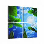 Olla 10719K4 Ağaç Görseli Kare 4'lü Kanvas Tablo (Ölçü: 145X145)