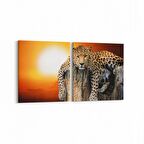 Olla 12550K2Y Hayvanlar Alemi Görseli Kare 2'li Yatay Kanvas Tablo (Ölçü: 125X60)