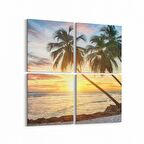 Olla 15984K4 Günbatımı Görseli Kare 4'lü Kanvas Tablo (Ölçü: 145X145)