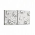 Olla 10460K2Y Beyaz Kabartma Görseli Kare 2'li Yatay Kanvas Tablo (Ölçü: 85X40)