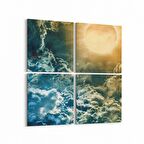 Olla 14881K4 Gece Gökyüzü Görseli Kare 4'lü Kanvas Tablo (Ölçü: 105X105)