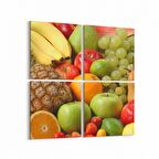 Olla 15082K4 Gıda Görseli Kare 4'lü Kanvas Tablo (Ölçü: 65X65)