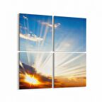 Olla 16121K4 Günbatımı Görseli Kare 4'lü Kanvas Tablo (Ölçü: 145X145)