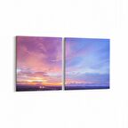 Olla 15927K2Y Günbatımı Görseli Kare 2'li Yatay Kanvas Tablo (Ölçü: 145X70)