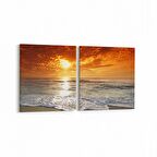 Olla 16111K2Y Günbatımı Görseli Kare 2'li Yatay Kanvas Tablo (Ölçü: 105X50)