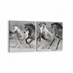 Olla 12462K2Y Hayvanlar Alemi Görseli Kare 2'li Yatay Kanvas Tablo (Ölçü: 85X40)