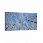 Olla 11007K2Y Ağaç Görseli Kare 2'li Yatay Kanvas Tablo (Ölçü: 145X70)