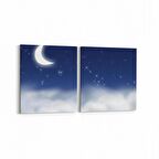 Olla 14691K2Y Gece Gökyüzü Görseli Kare 2'li Yatay Kanvas Tablo (Ölçü: 125X60)