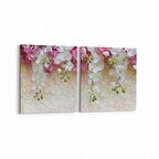Olla 11599K2Y Çiçek Görseli Kare 2'li Yatay Kanvas Tablo (Ölçü: 145X70)