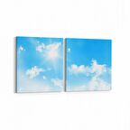 Olla 15512K2Y Gökyüzü Bulut Görseli Kare 2'li Yatay Kanvas Tablo (Ölçü: 145X70)