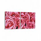 Olla 11640K2Y Çiçek Görseli Kare 2'li Yatay Kanvas Tablo (Ölçü: 145X70)