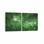 Olla 14757K2Y Gece Gökyüzü Görseli Kare 2'li Yatay Kanvas Tablo (Ölçü: 85X40)