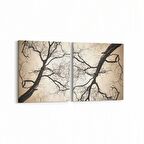 Olla 10608K2Y Ağaç Görseli Kare 2'li Yatay Kanvas Tablo (Ölçü: 145X70)