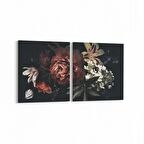 Olla 11762K2Y Çiçek Görseli Kare 2'li Yatay Kanvas Tablo (Ölçü: 125X60)