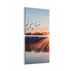 Olla 16012K2D Günbatımı Görseli Kare 2'li Dikey Kanvas Tablo (Ölçü: 30X65)