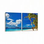 Olla 16403K2Y Kumsal / Sahil Görseli Kare 2'li Yatay Kanvas Tablo (Ölçü: 105X50)